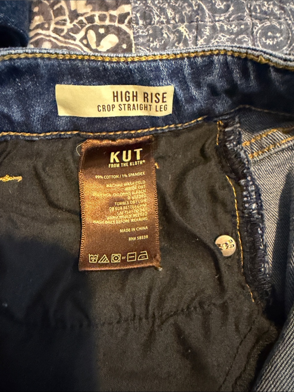 Kut from the Kloth High Rise Crop Straight Leg Jeans - Dark Blue